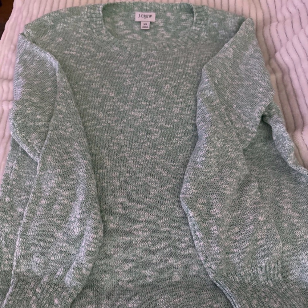 J. Crew Light Green Marled Knit Crew Neck Sweater, XS